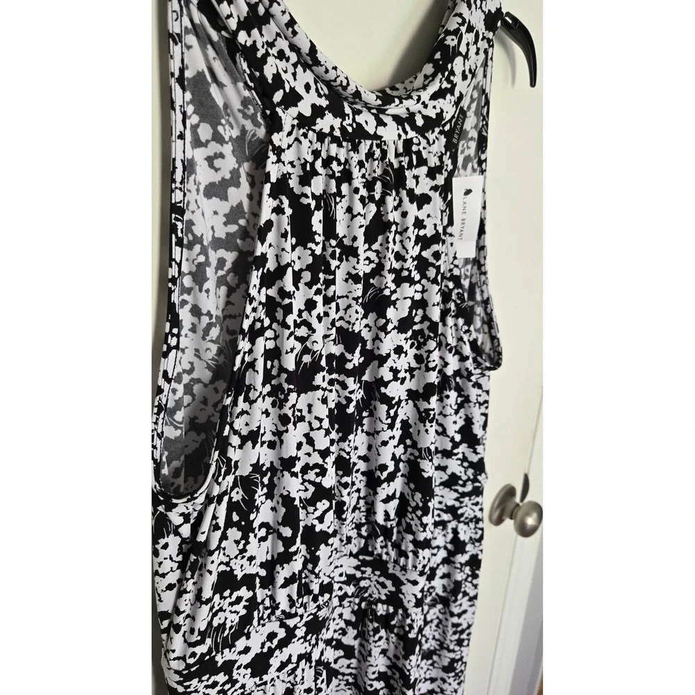 Lane Bryant Black‎ White Floral Maxi Dress Sleeveless Tie Back Size 18/20 NEW